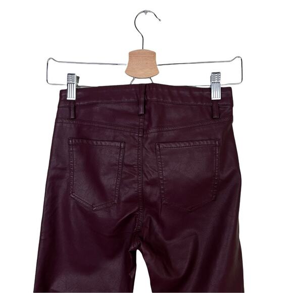 H&M Faux Leather Pants Skinny Fit in Burgundy Size 2 - Picture 7 of 12
